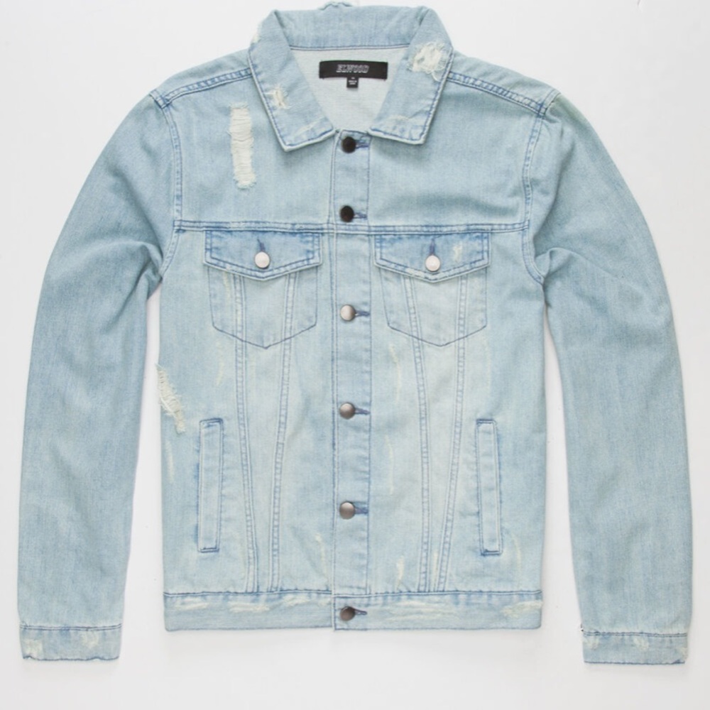 Elwood Truck Stop Mens Ripped Jean Jacket